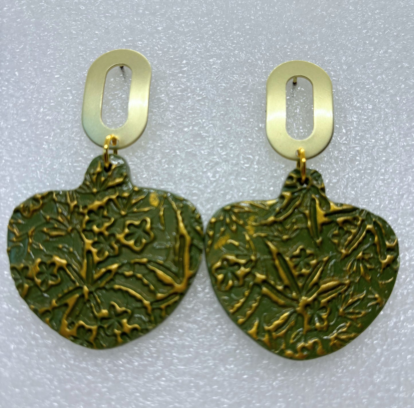 Olive Green Clay Textured Earrings