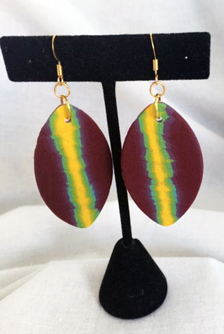 Burgundy, Yellow, and Turquoise Shield Earrings
